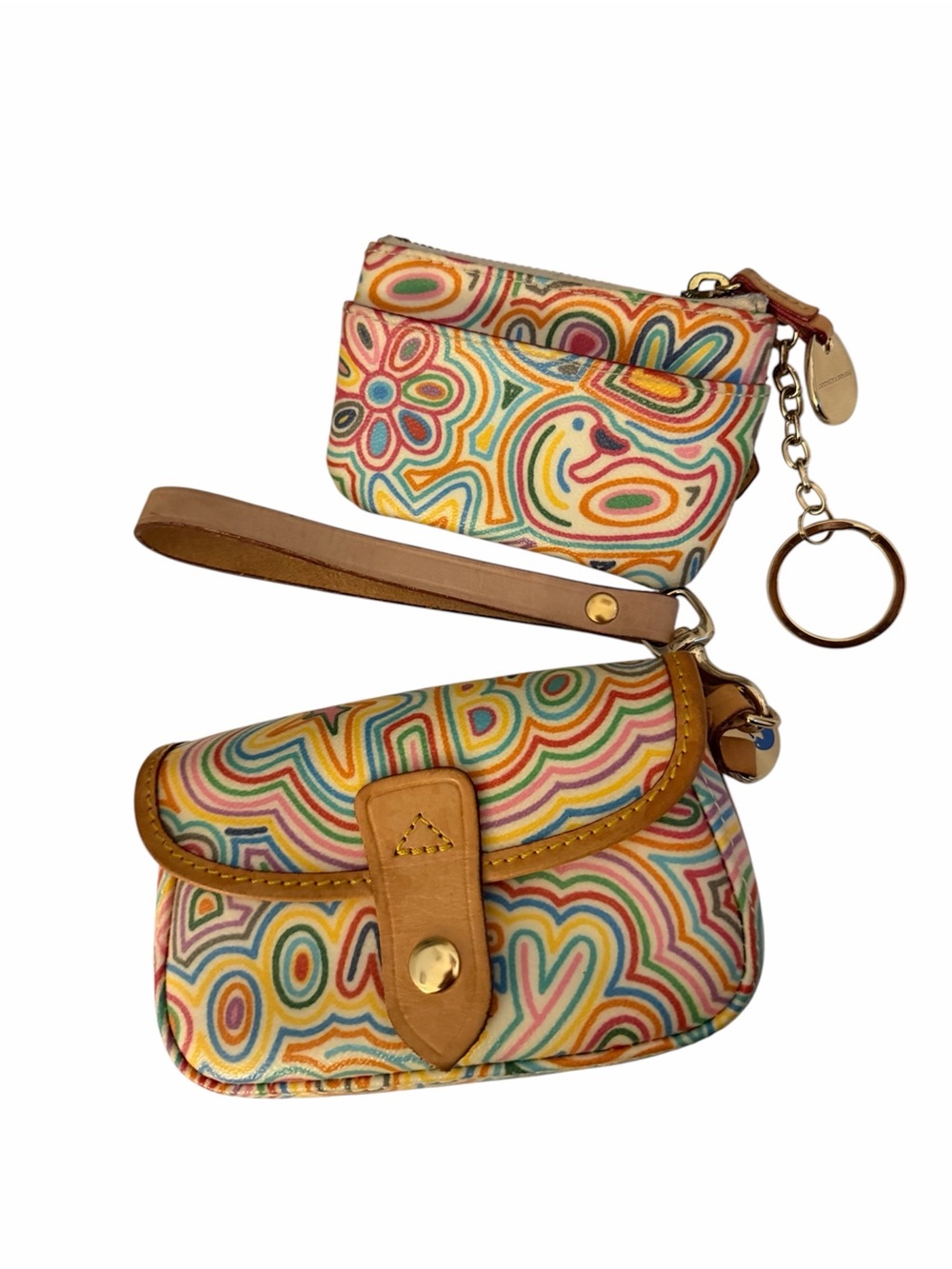 Dooney & Bourke Multicolor Swirl Wristlet & Coin Pouch Set ~ Great condition